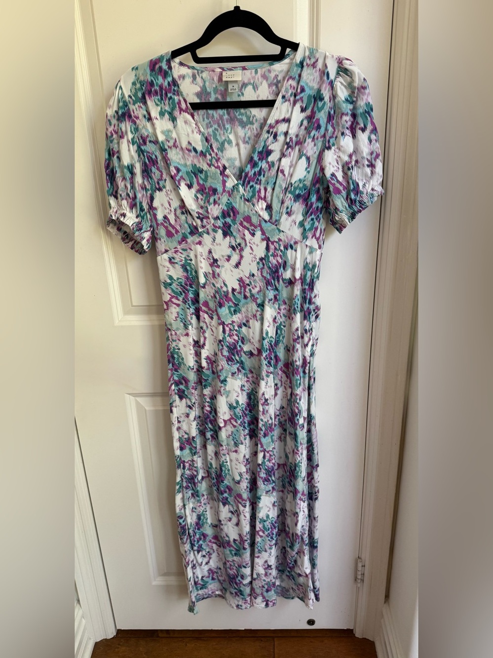 a new day White Maxi Dress with Teal & Purple Floral Print